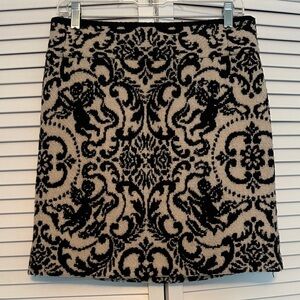 J. McLaughlin Black and Cream wool Mini Skirt